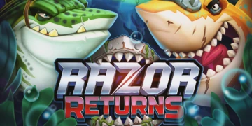 Razor Returns Slot gameplay — 5x5 rutnät med torpedo scatters och mysteriesymboler
